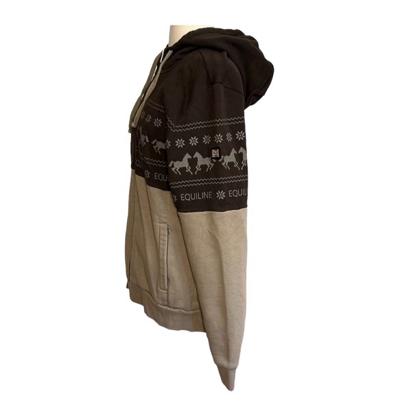 Equiline Nilvian Full Zip Hoodie with Winter Print & Horses, Womens size XXL - Picture 8 of 16